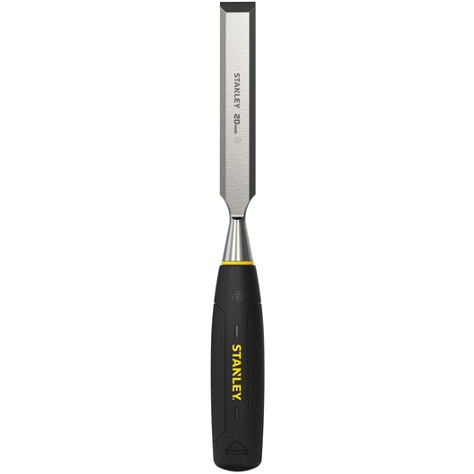 STANLEY 20mm chisel with black and yellow handle, shown upright against a white background.