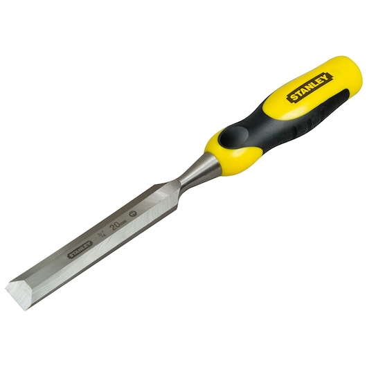 Stanley chisel with yellow and black handle and a 20mm steel blade.