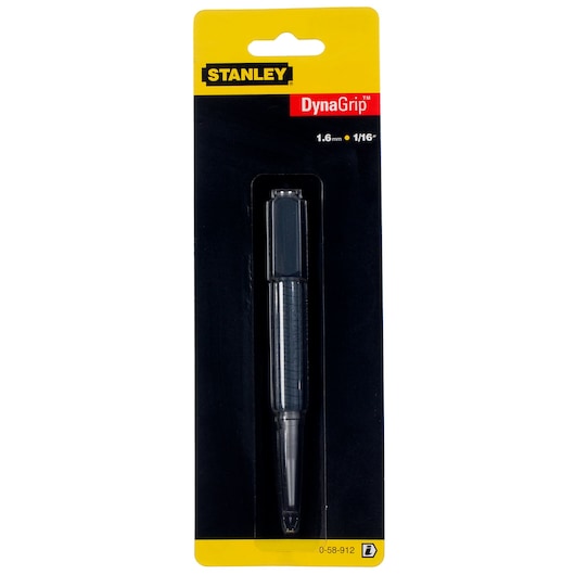 STANLEY 0-58-912 DynaGrip punch tool in retail packaging, photographed on white background.