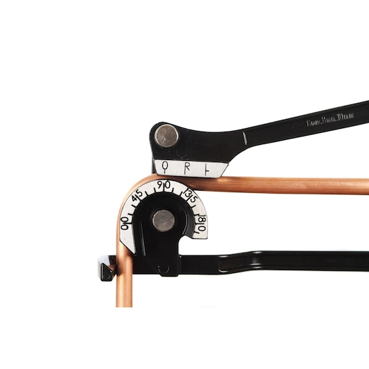 STANLEY 0-70-451 pipe bender with degree scale, close-up on white background.