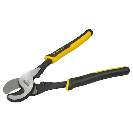 Stanley FatMax cable cutter with black and yellow handles, designed for cutting cables cleanly and efficiently.