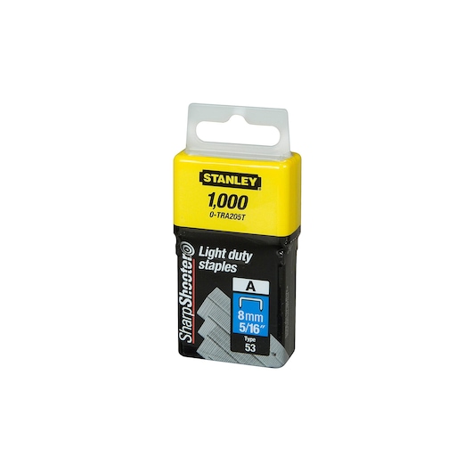 0-TRA205T, STANLEY® Light-duty Staples, 8mm (1,000 PACK), Beauty