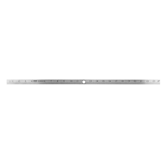 STANLEY 1-35-331 stainless steel ruler, 24 inch, flat, with etched markings, front view on white background.