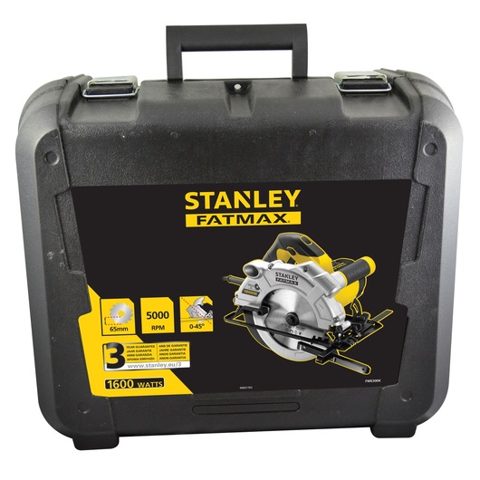 STANLEY FME300K FATMAX circular saw kit, hard carrying case, product photography, front angle.