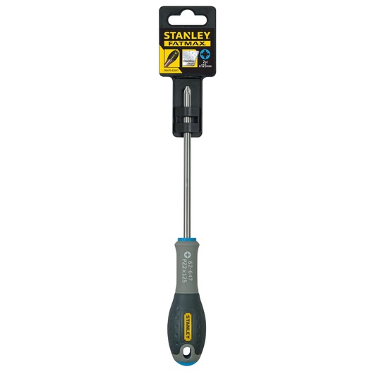 STANLEY FMHT0-62647 FatMax Phillips screwdriver with soft grip handle, front view photo on white background.
