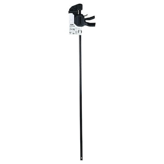 STANLEY FMHT0-83242 large black bar clamp side view on white background, ergonomic handle and label visible.