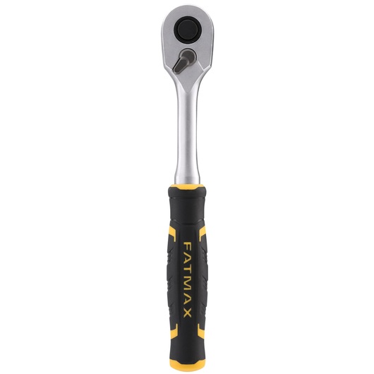 STANLEY FMMT82677-0 ratchet wrench with black and yellow FATMAX handle, front view, on white background.