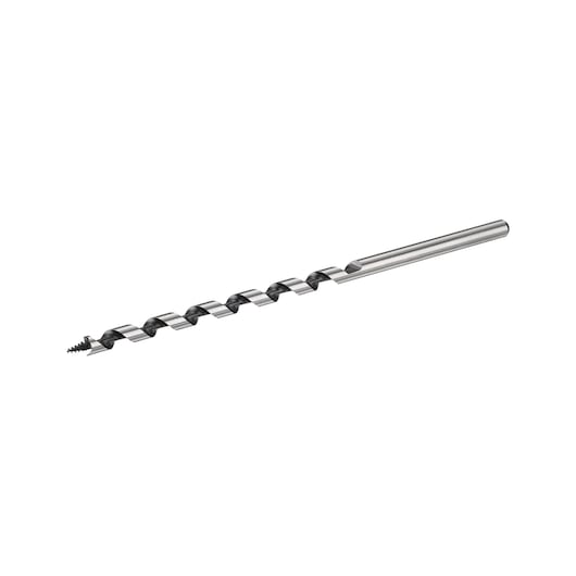 Photo of STANLEY STA52190 auger drill bit, metal spiral design, angled on white background, photography product.