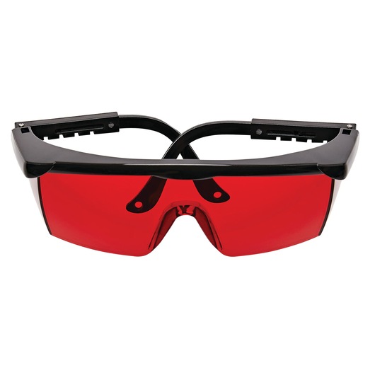 STANLEY STHT77616 protective eyewear with black frame and red lens, front angle, photography category.