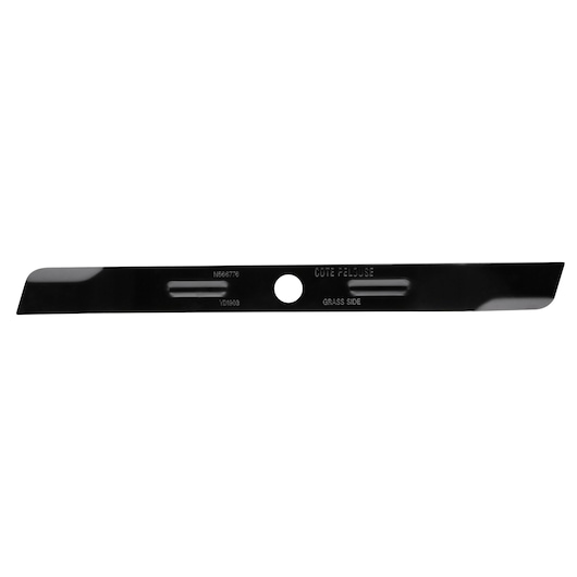 STANLEY STZMW353 lawn mower blade, black steel, flat angle, white background, product photography