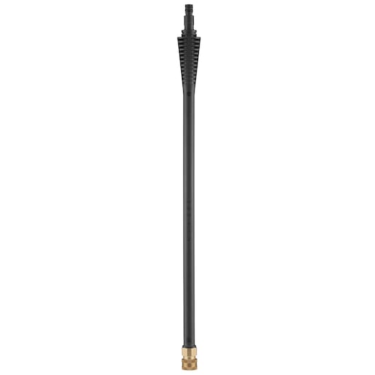 STANLEY STZQDW1 black pressure washer lance with brass connector, product photography front view.