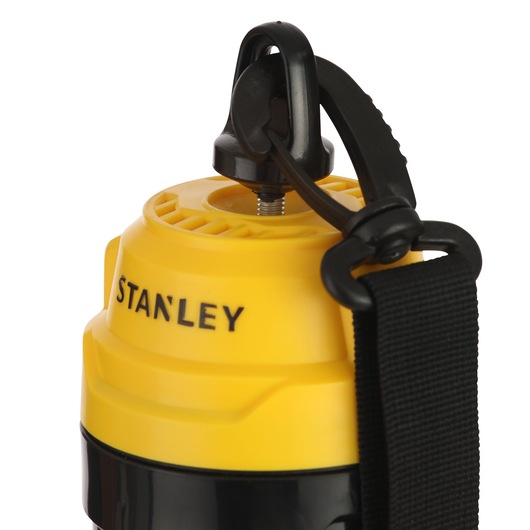 STANLEY SXLS31322E photography close-up of yellow and black lantern top with carrying strap and hook.