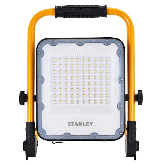 Stanley SXLS37178E LED work light, yellow frame, front angle, portable lighting.