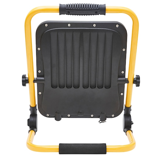 STANLEY SXLS37179E portable folding seat, black and yellow, front angle on white background.